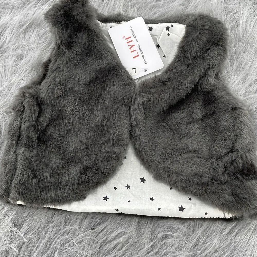 Toddler Girls LJYH reversible fur to stars vest size L